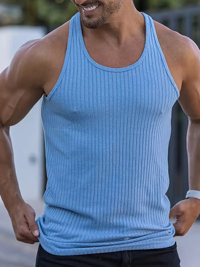 Fitness Çizgili Polyester Atlet