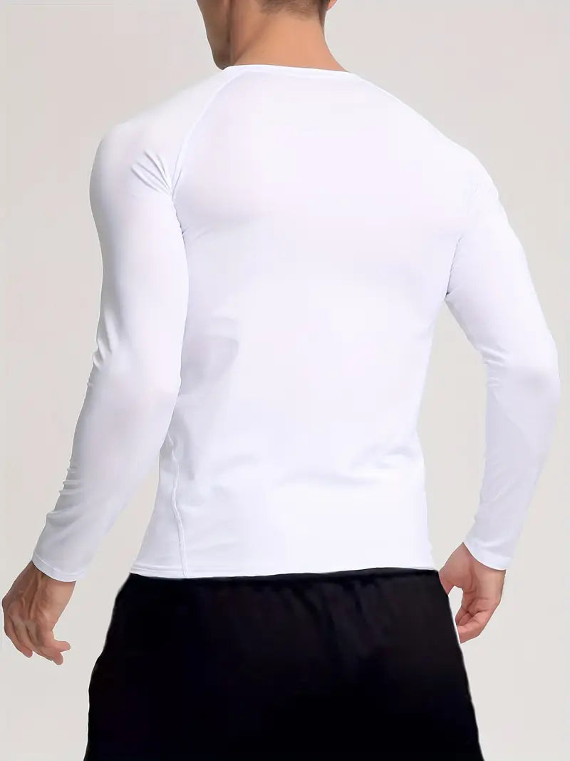 Düz Beyaz Uzun Kol Fit Tişört