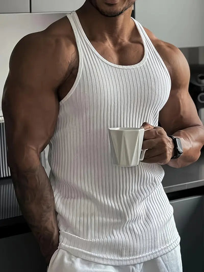 Fitness Çizgili Polyester Atlet