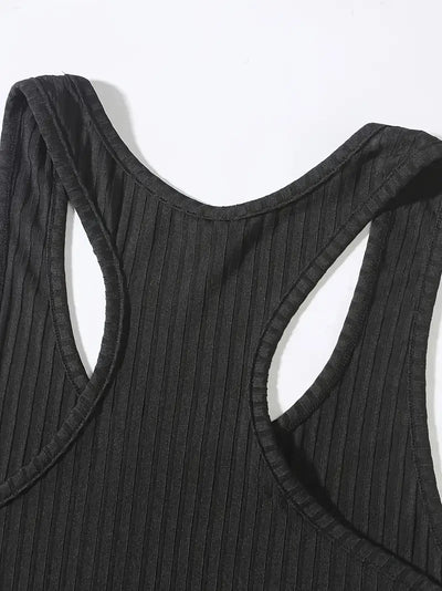 Fitness Çizgili Polyester Atlet
